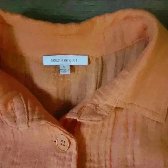 Skies Are Blue Lightweight Orange Collared Utility Jumpsuit Size Small - Picture 4 of 11